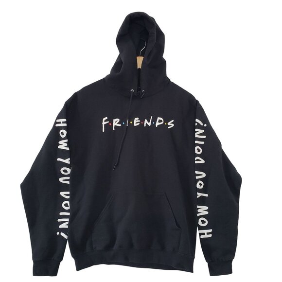 Friends TV Show Black Hoodie How You Doin Sleeves Nostalgia Sitcom Casual Relax - Picture 1 of 4